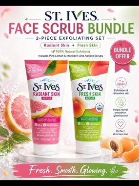 2 Pc Bundle - St. Ives Face Scrub Bundle - Radiant (Pink) + Fresh (Green)